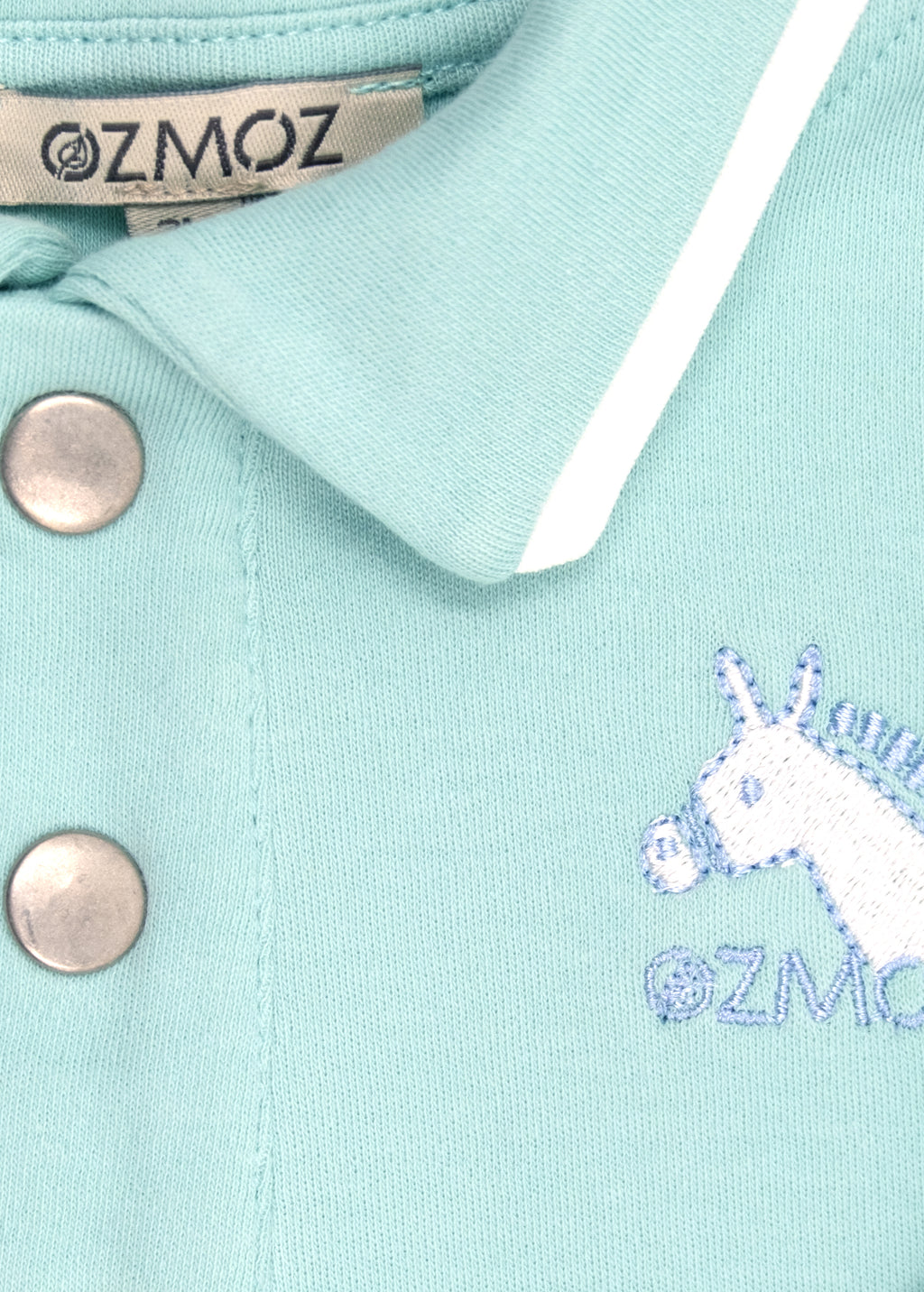 Crystal Baby Organik Pamuk Polo Yaka Uzun Kollu Üst – Eggshell Blue