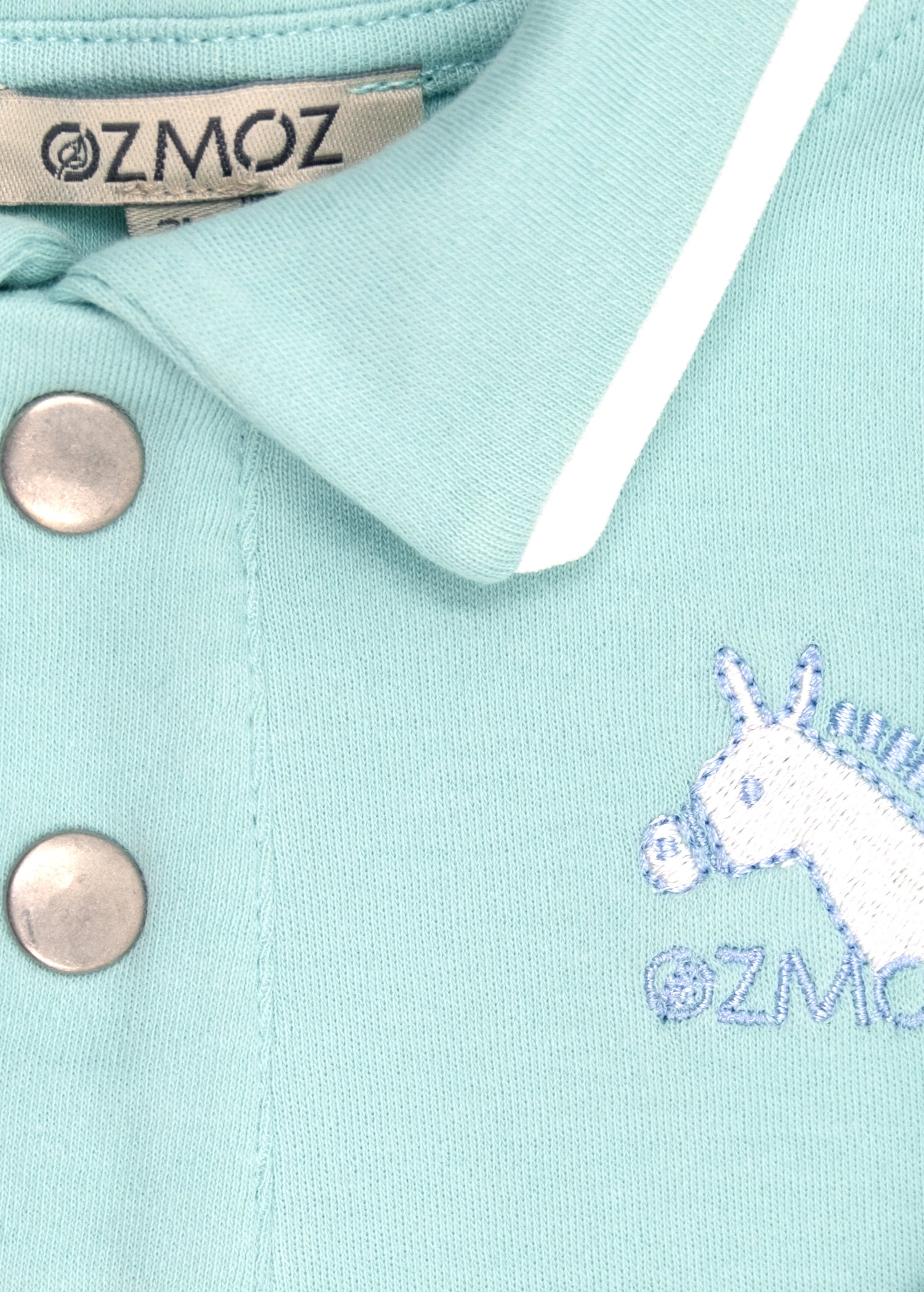 Crystal Baby Organik Pamuk Polo Yaka Uzun Kollu Üst – Eggshell Blue