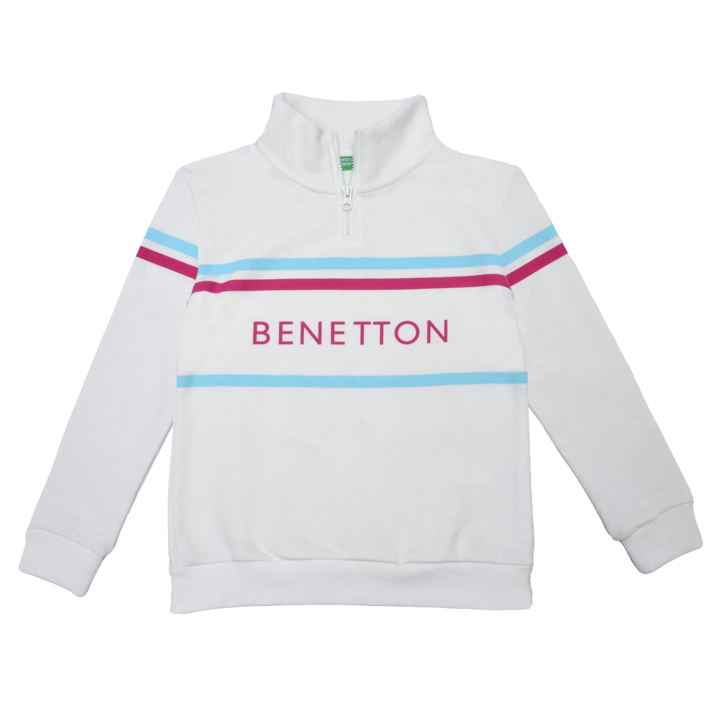 Benetton Özel Seri Kız Çocuk Fermuarlı Dik Yaka Ekru Sweatshirt - Riki Baby&Kids