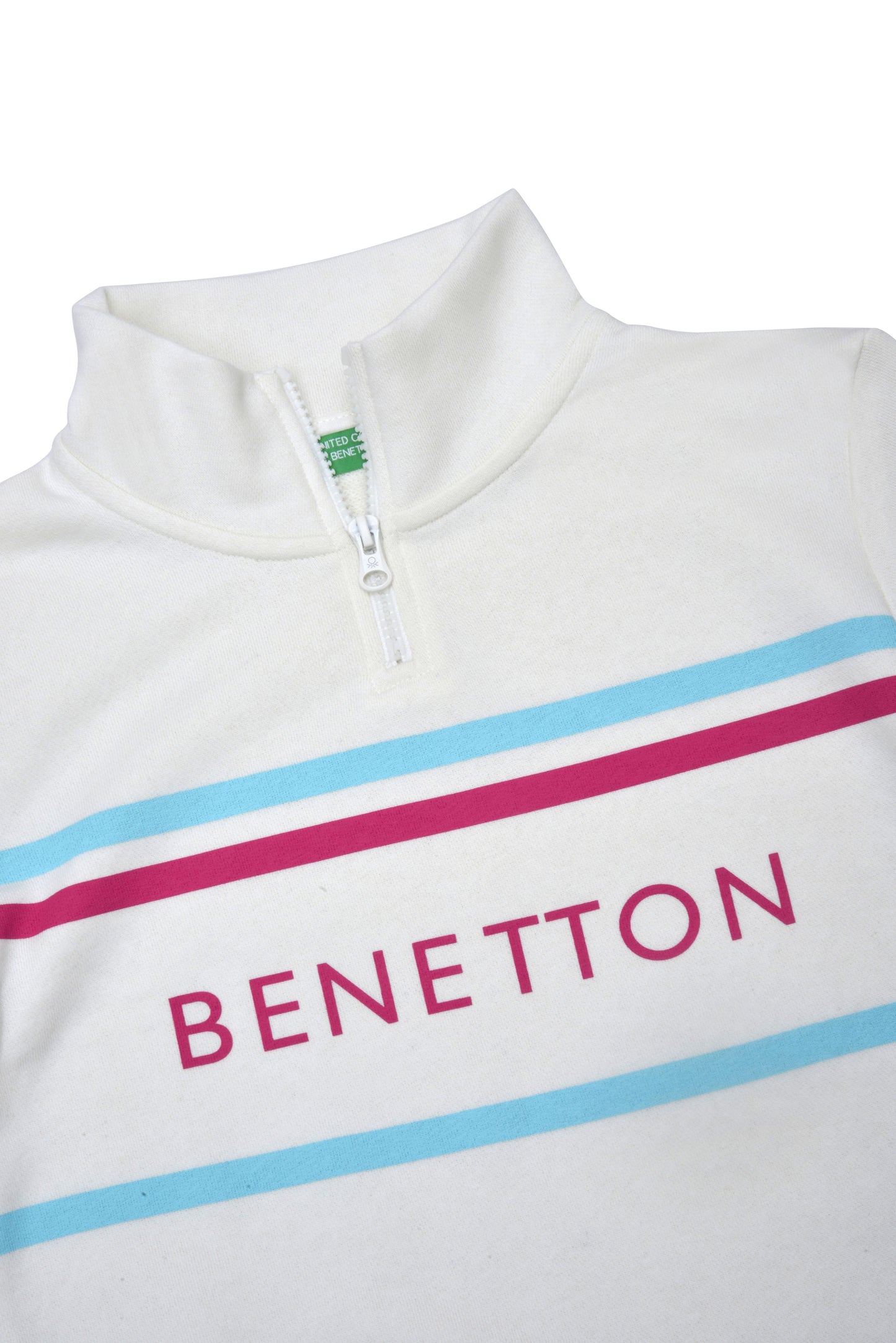 Benetton Özel Seri Kız Çocuk Fermuarlı Dik Yaka Ekru Sweatshirt - Riki Baby&Kids