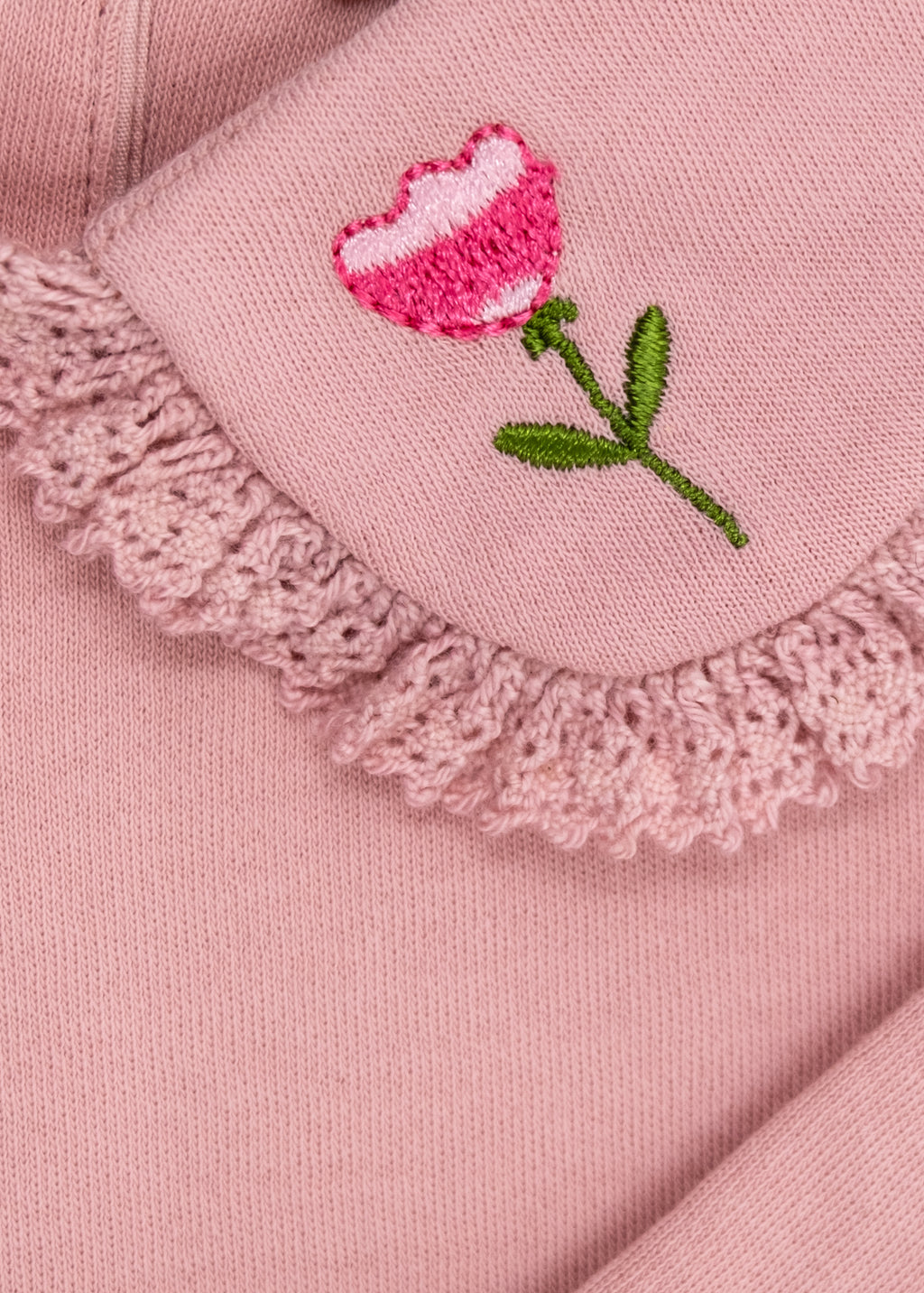 Crystal Baby Organik Nakışlı Dantelli Bebek Üst – Gül Kurusu