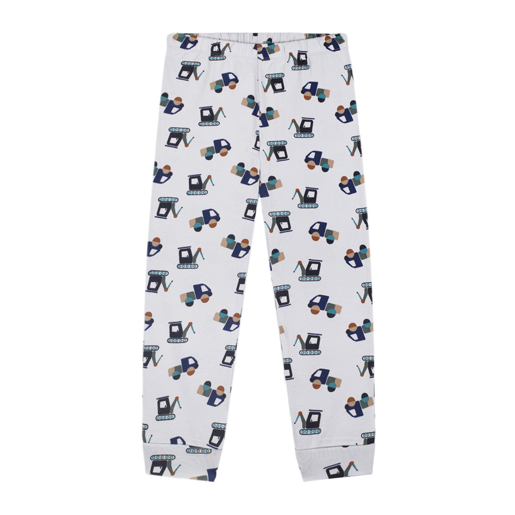 Oyun ve uyku için inşaat desenli organik pamuk pijama takımı