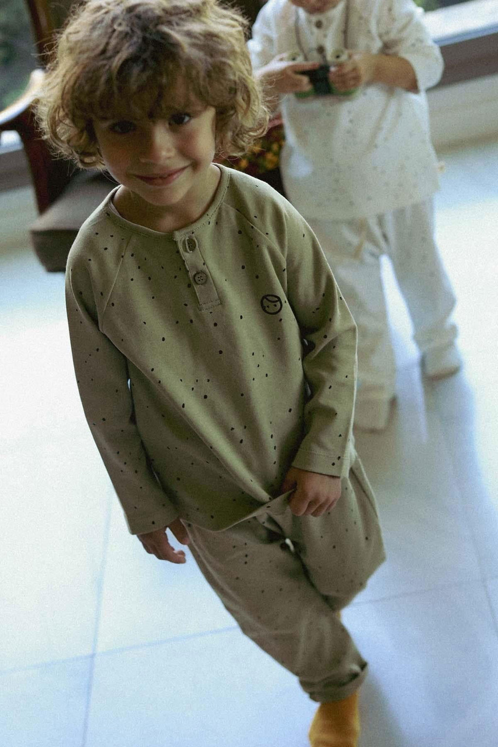 Bebek Pijama Takımı Cosmos Haki Organik Pamuk - Riki Baby&Kids