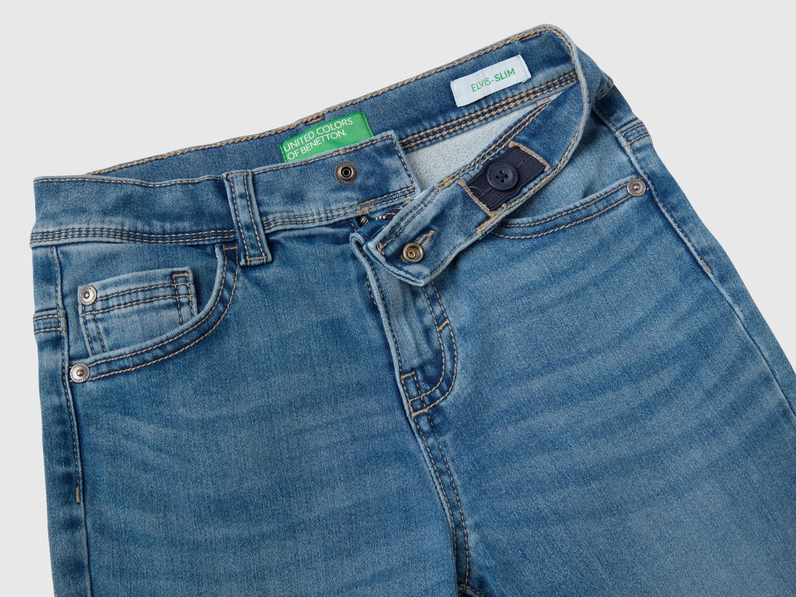 Benetton Keep Me Warm Erkek Çocuk Mavi Denim Pantolon - Riki Baby&Kids