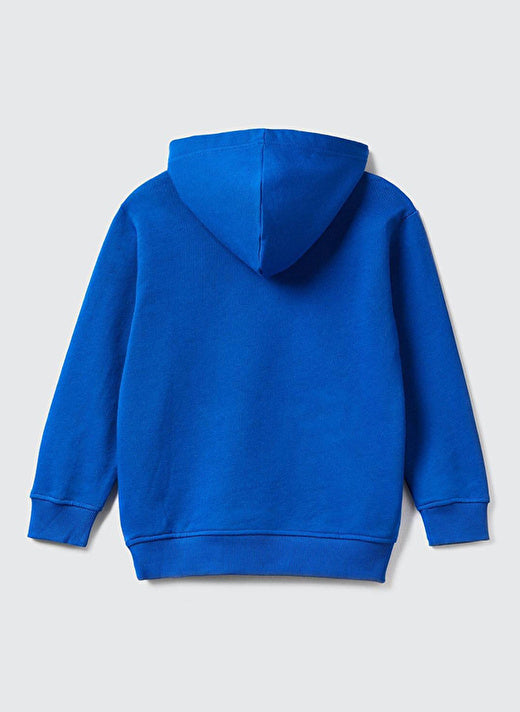 Benetton Saks Mavi Kapüşonlu Kanguru Sweatshirt - Riki Baby&Kids