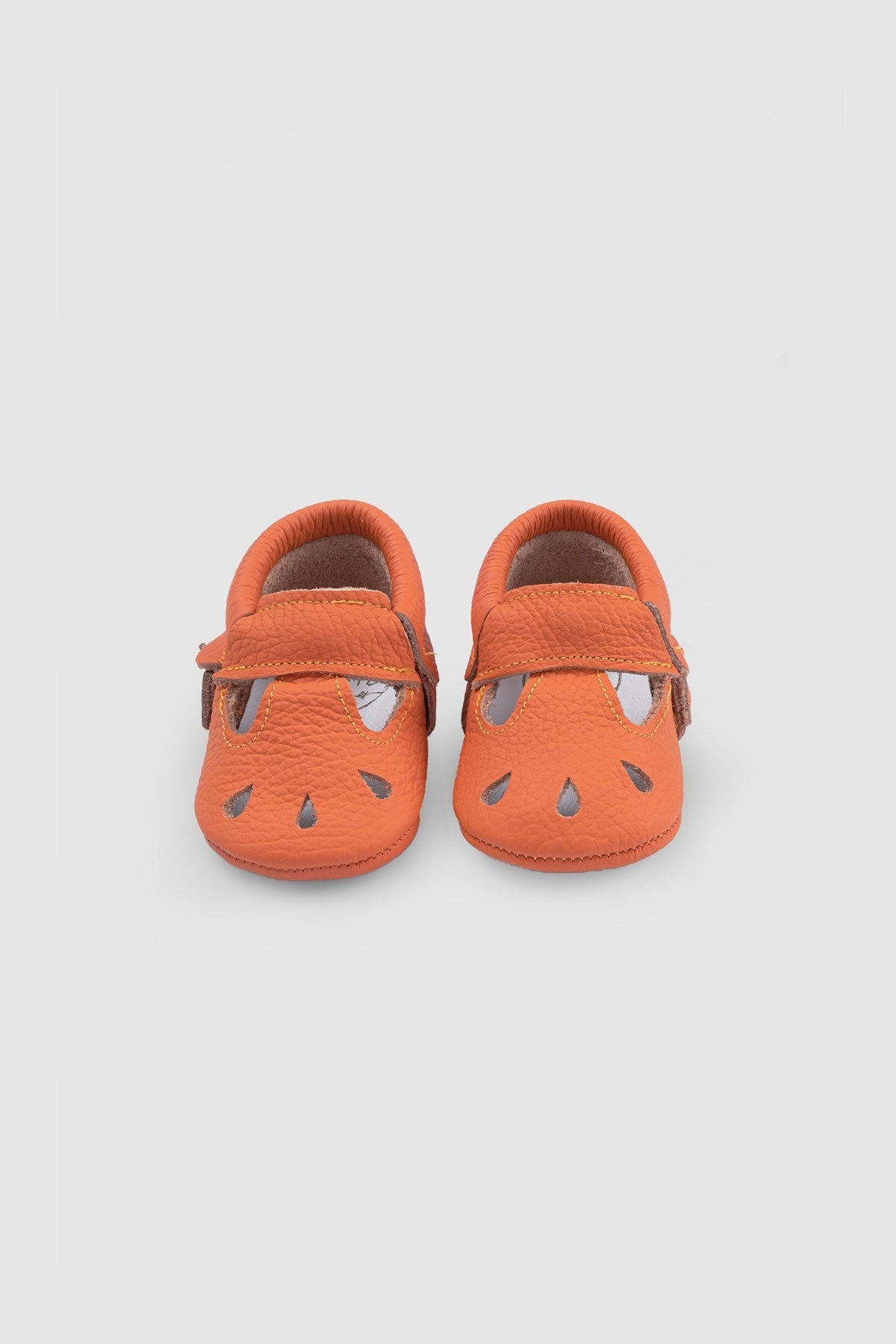Bilekli Deri Turuncu Bebek Patiği - Riki Baby&Kids