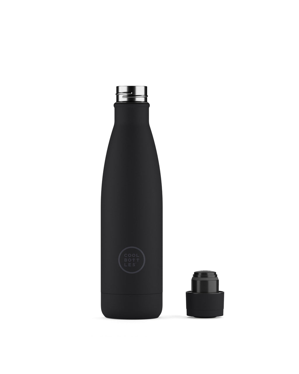 Cool Bottles Mono Black termos şişe, kapağı çıkarılmış görünüm