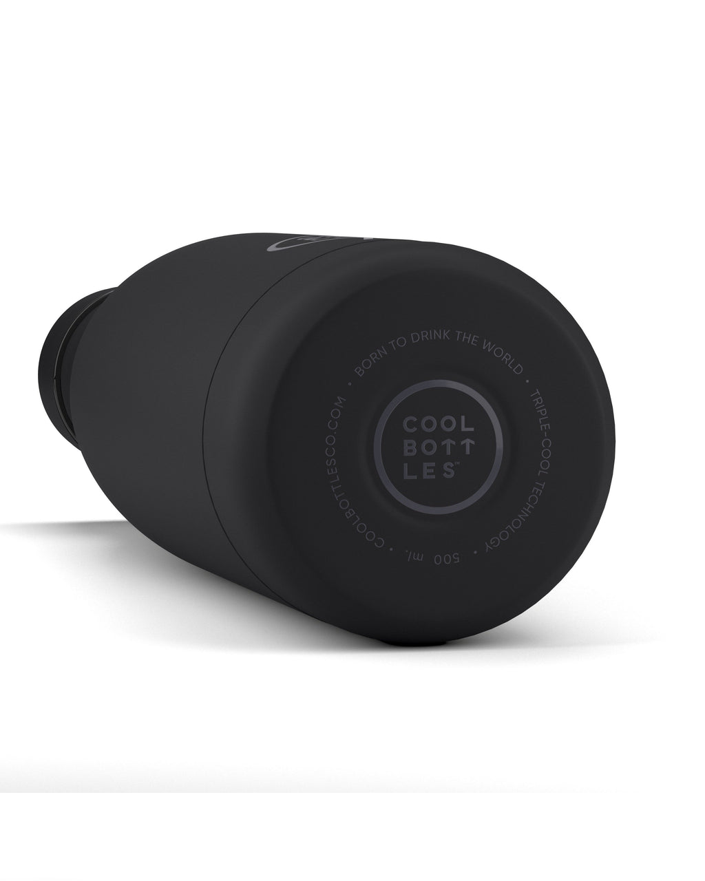 Cool Bottles Mono Black mat toz boya yüzey ve taban logosu yakın çekim