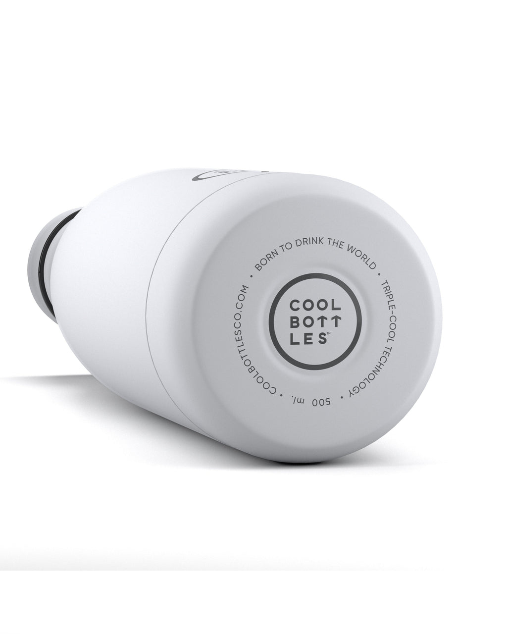Cool Bottles Mono White mat toz boya yüzey ve taban logosu yakın çekim