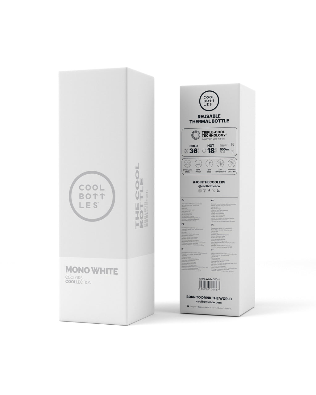 Cool Bottles Mono White termos şişe ambalaj kutusu