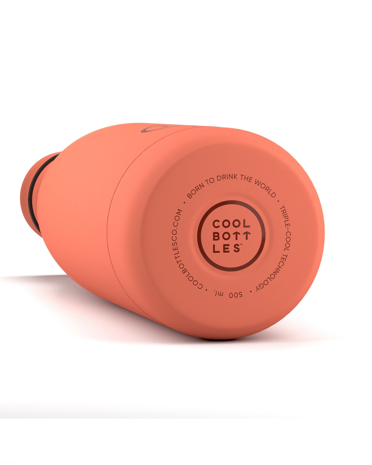 Cool Bottles Pastel Coral mat yüzey ve taban logosu yakın çekim