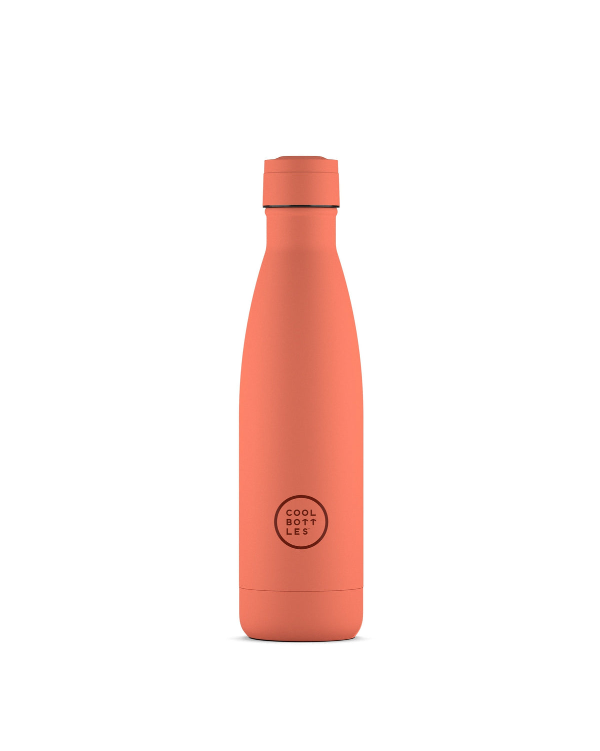 Cool Bottles Pastel Coral 500 ml mercan rengi çelik termos şişe, önden görünüm