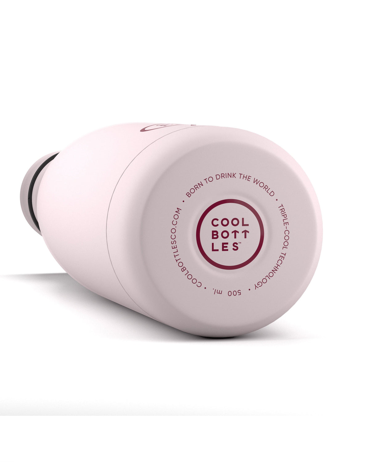 Cool Bottles Pastel Pink mat yüzey ve taban logosu yakın çekim