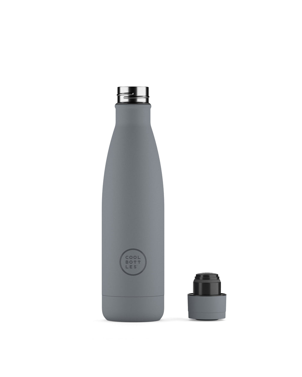 Cool Bottles Pastel Grey termos şişe, kapağı çıkarılmış görünüm