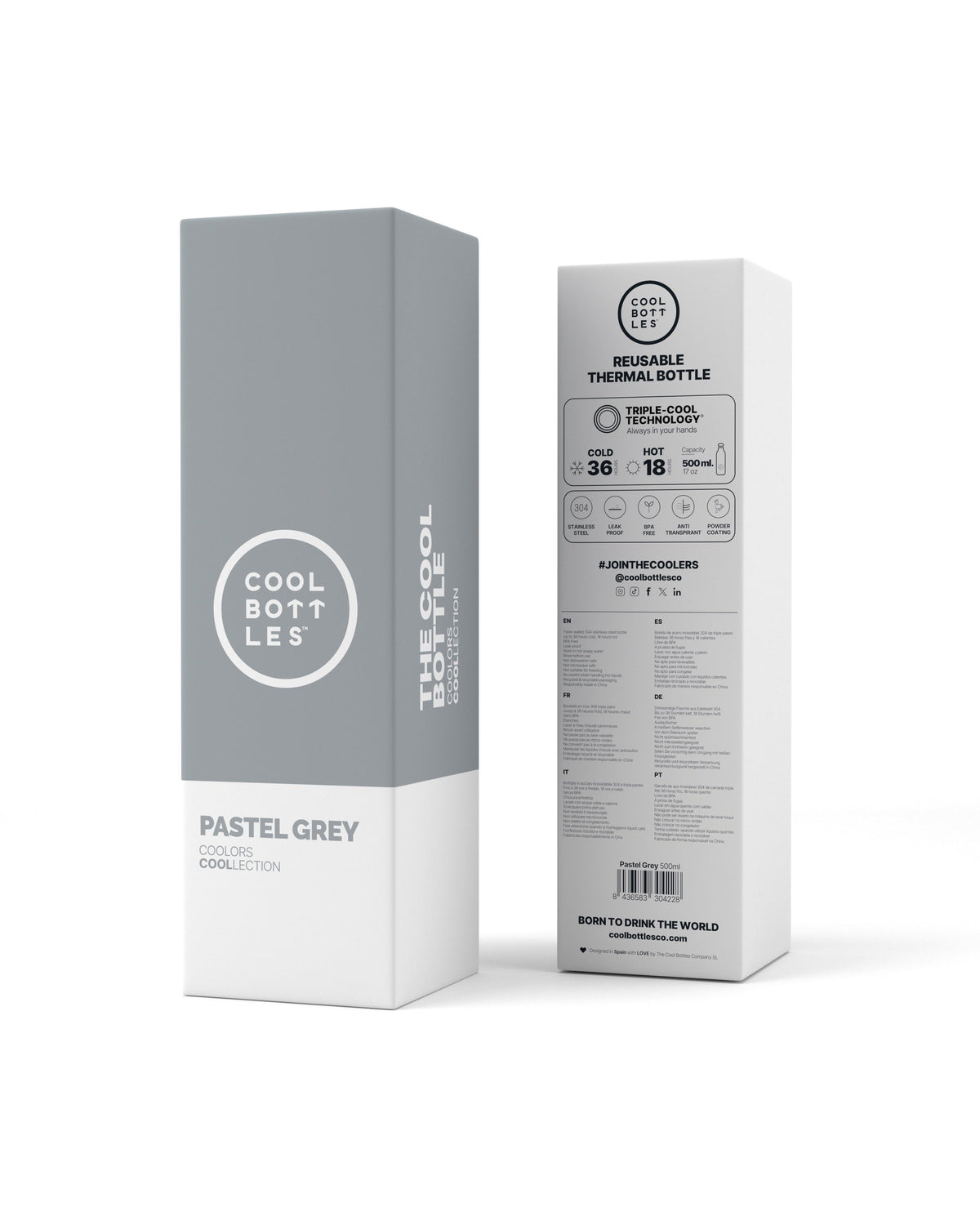 Cool Bottles Pastel Grey termos şişe ambalaj kutusu