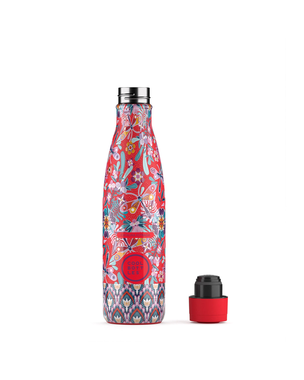 Cool Bottles Dragonfly Paradise 500 ml termos matara, kapağı çıkarılmış görünüm