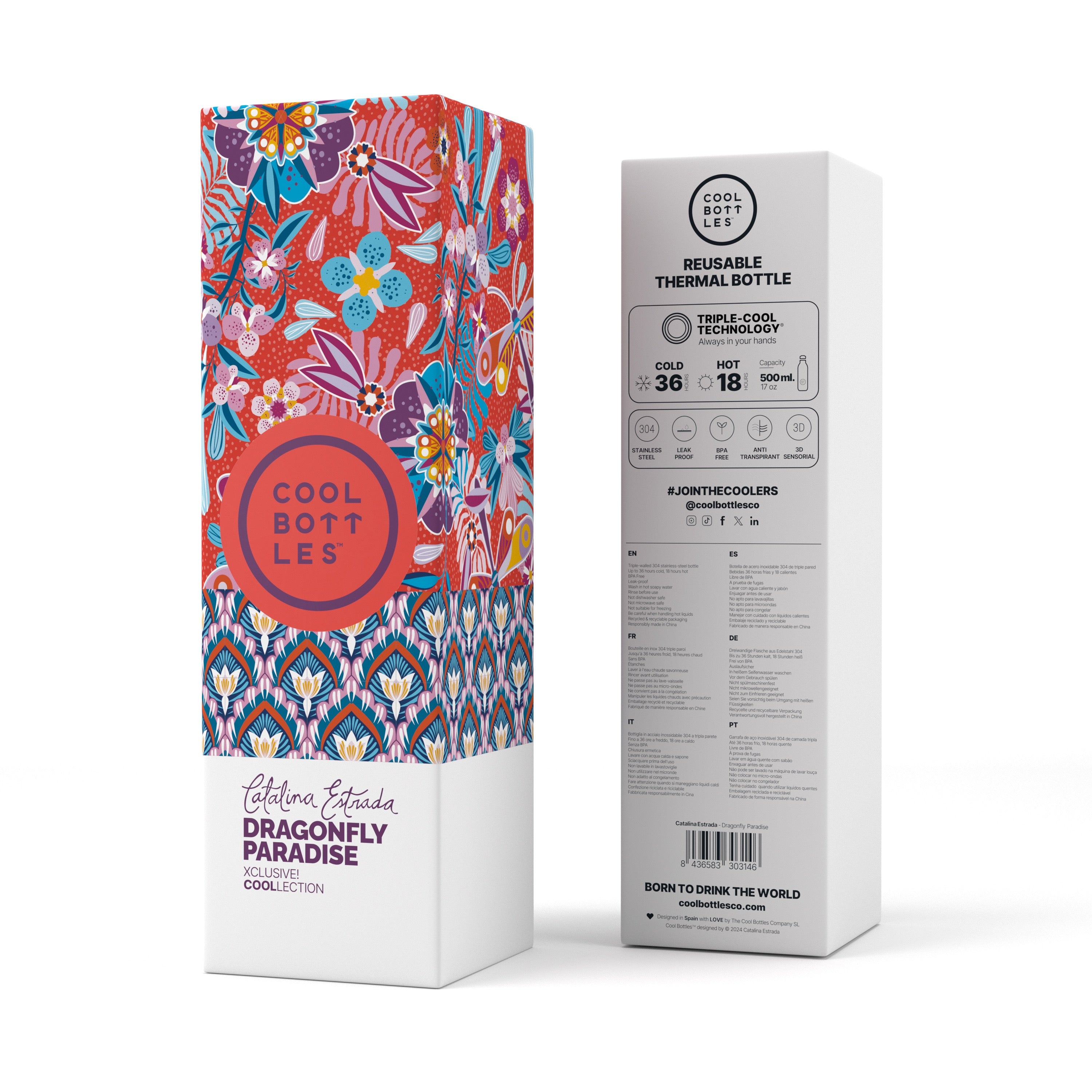 Cool Bottles Catalina Estrada - Dragonfly Paradise 500 ml Paslanmaz Çelik Matara