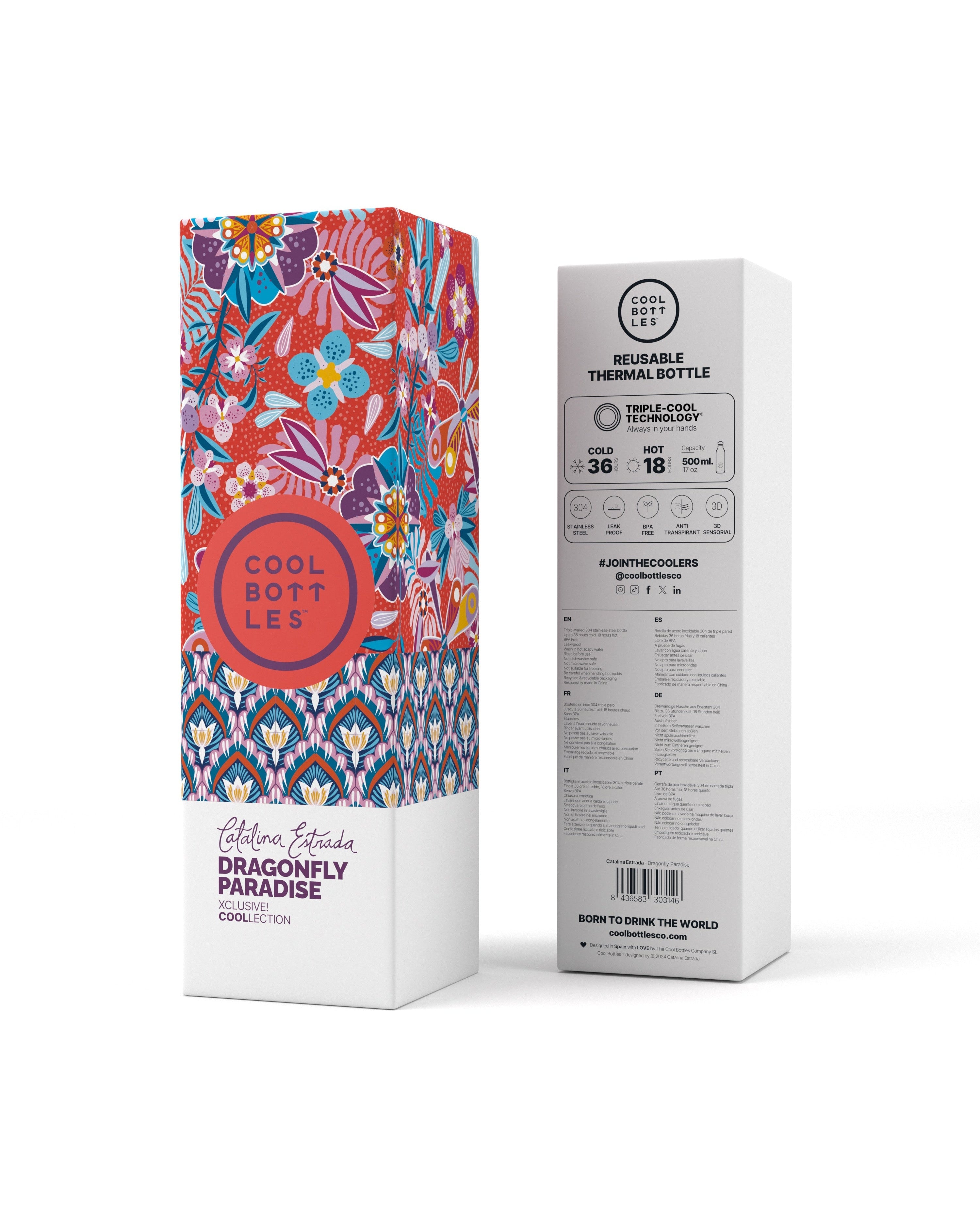 Cool Bottles Dragonfly Paradise 500 ml termos matara ambalaj kutusu
