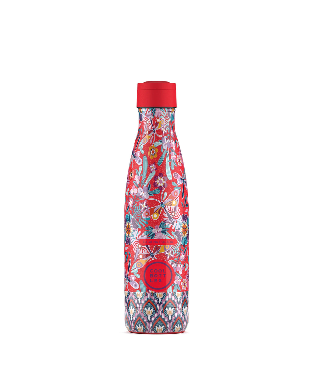 Cool Bottles Dragonfly Paradise Catalina Estrada desenli 500 ml çelik termos matara, önden görünüm