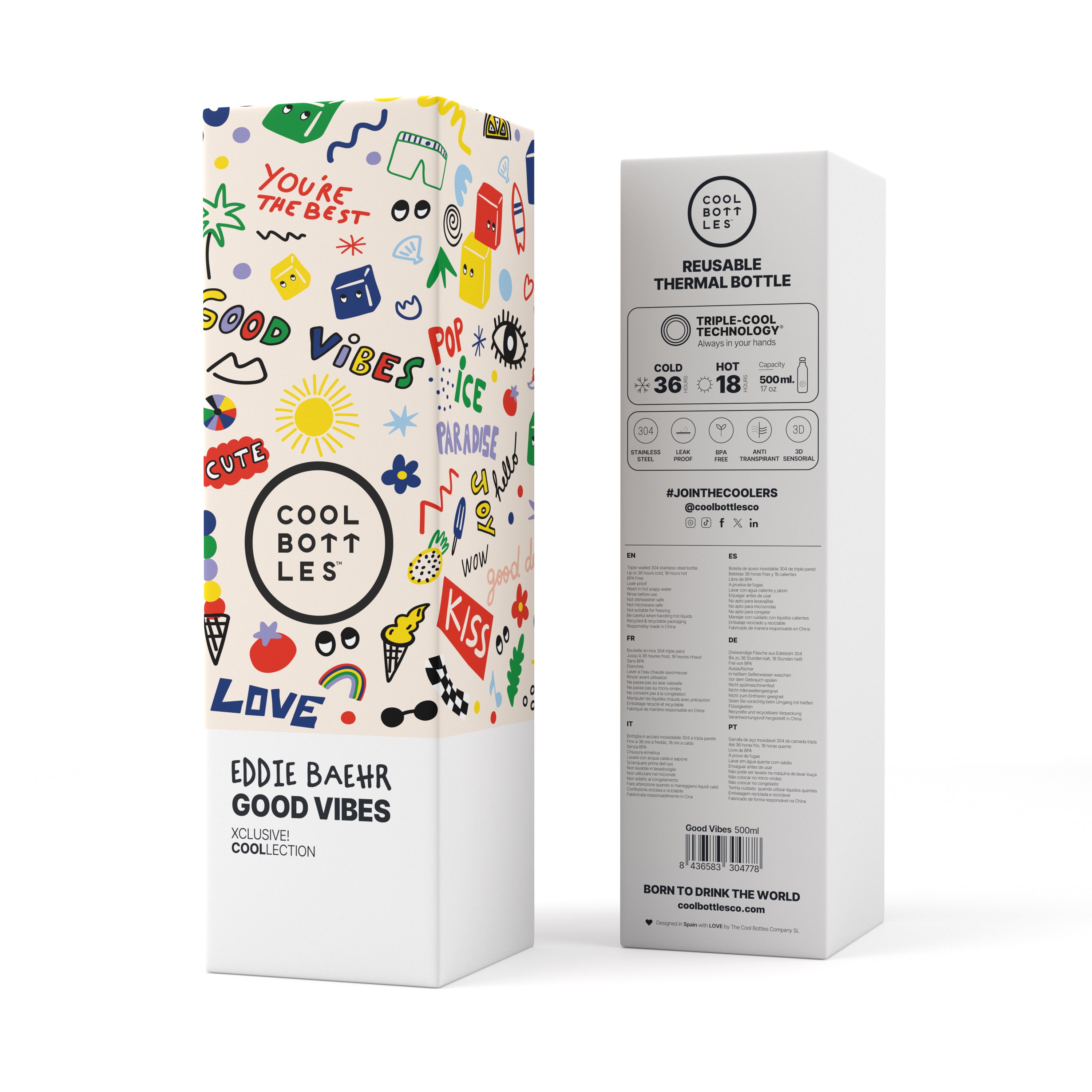 Cool Bottles Eddie Baehr - Good Vibes 500 ml Paslanmaz Çelik Matara