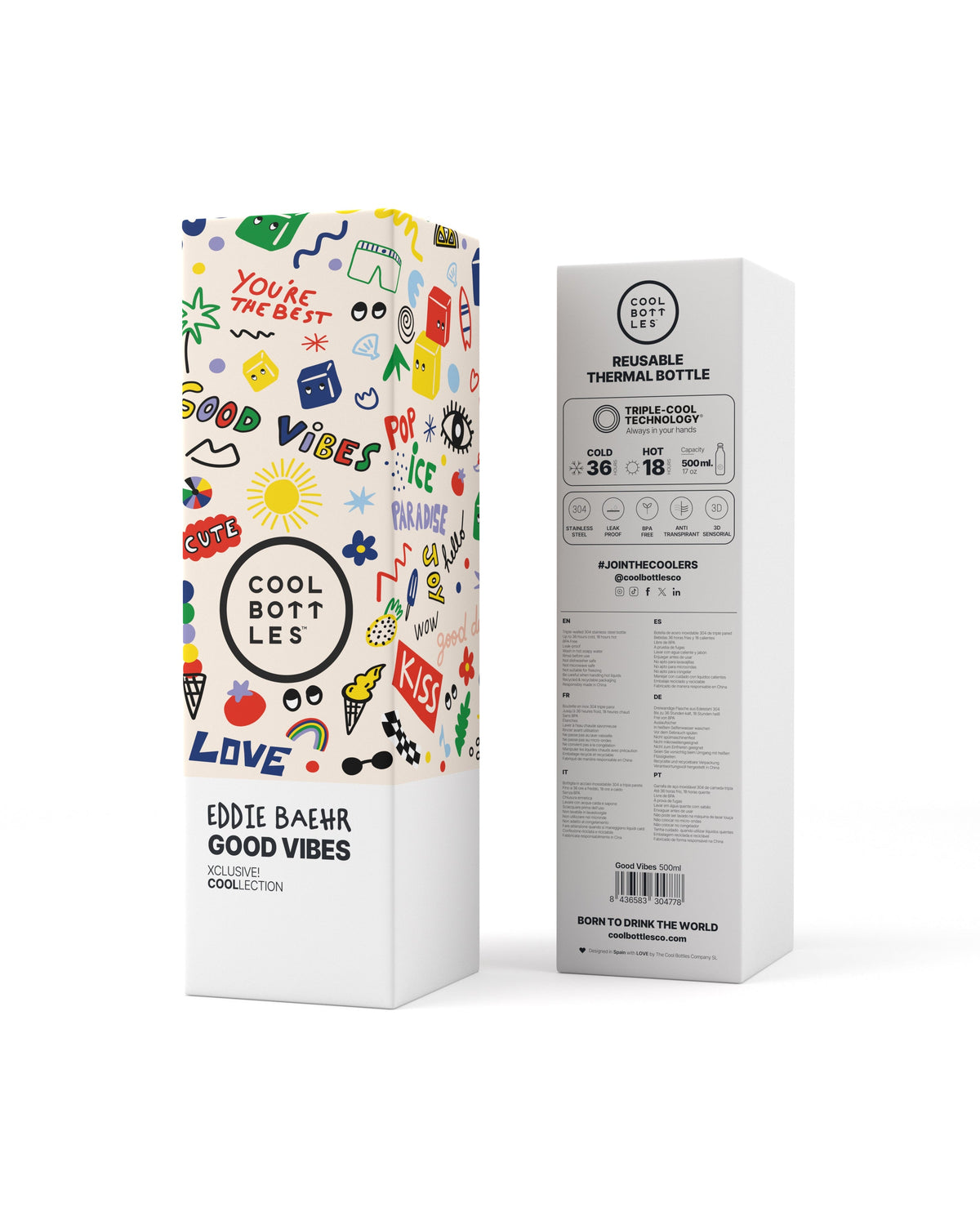 Cool Bottles Good Vibes 500 ml termos matara ambalaj kutusu