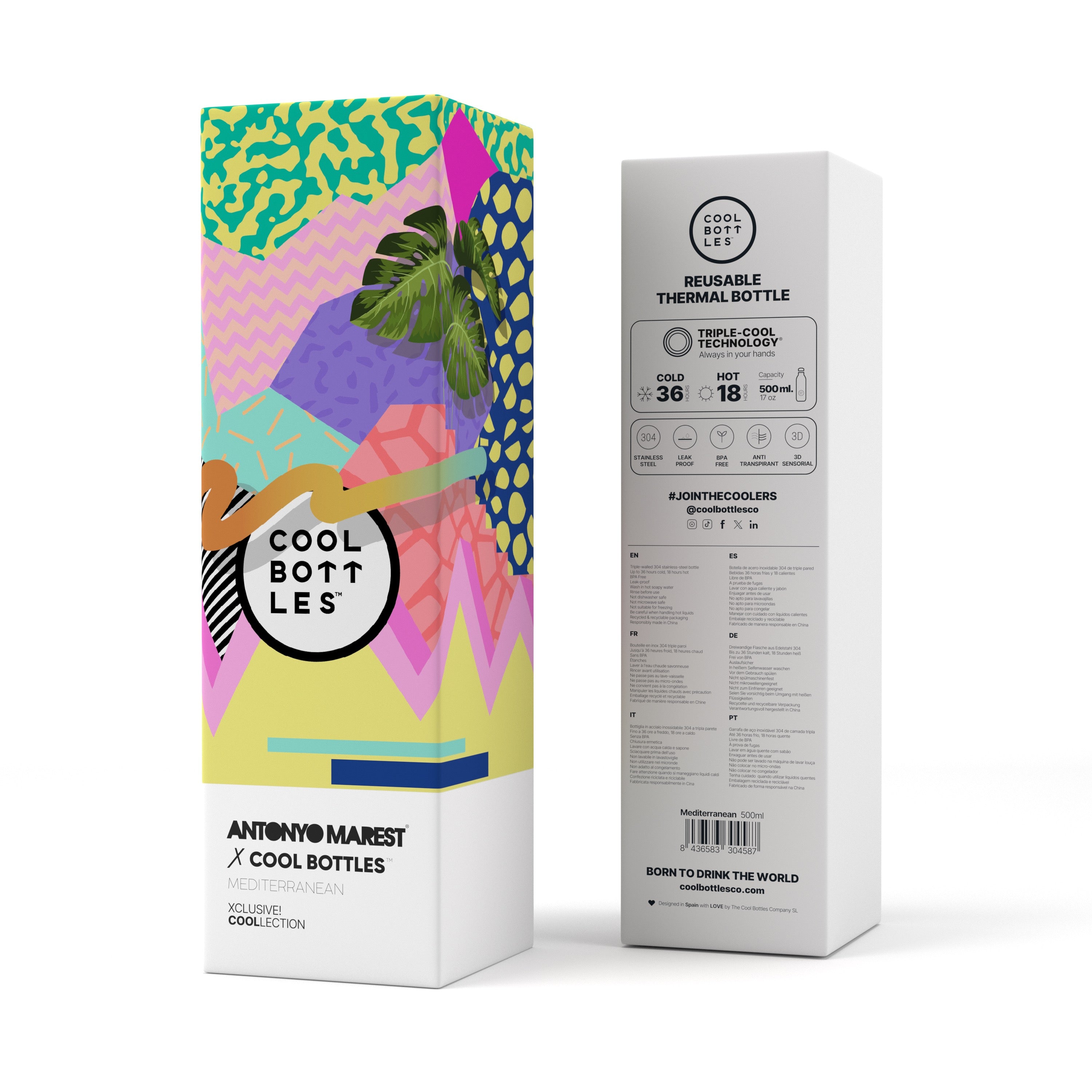 Cool Bottles x Antonyo Marest – Mediterranean 500 ml Paslanmaz Çelik Termos Matara