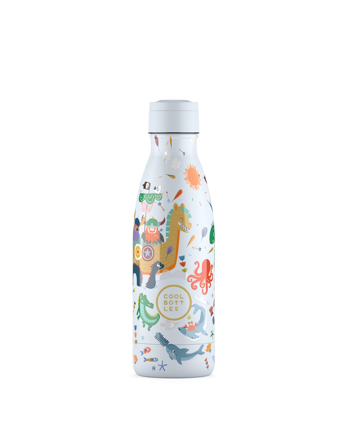 Cool Bottles Kids Brave Vikings 350 ml çocuk suluğu, vidalı standart kapak takılı