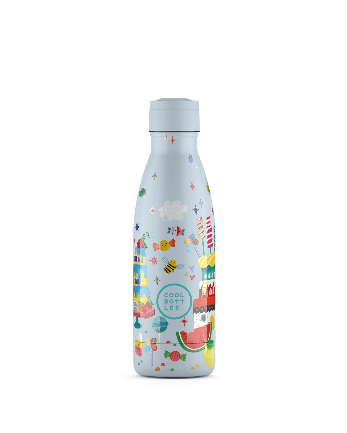 Cool Bottles Kids Candy Land 350 ml çocuk suluğu, vidalı standart kapak takılı