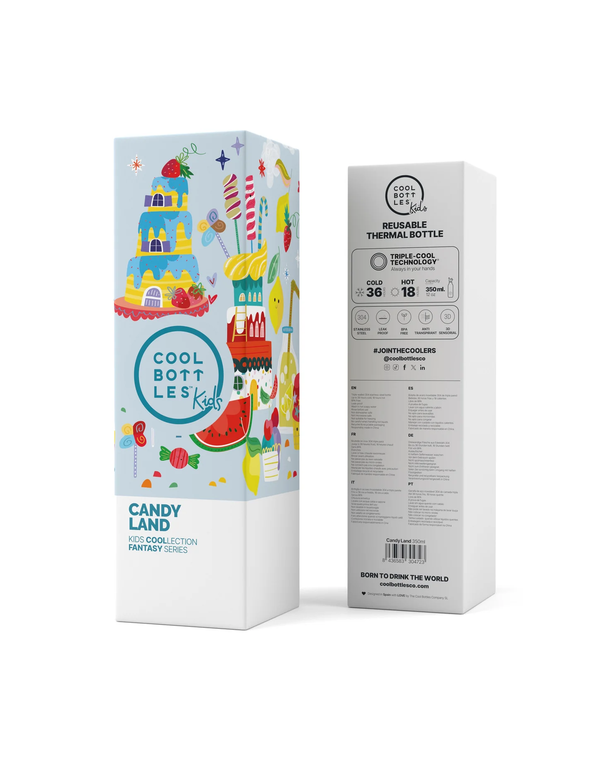 Cool Bottles Kids Candy Land 350 ml çocuk suluğu ambalaj kutusu