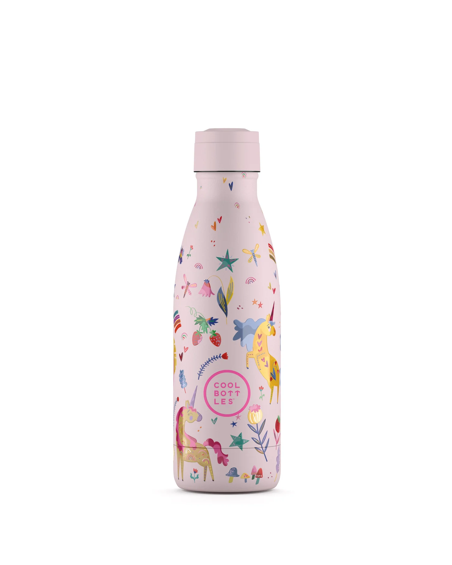 Cool Bottles Kids Funny Unicorns unicorn desenli 350 ml çocuk suluğu, vidalı standart kapak takılı