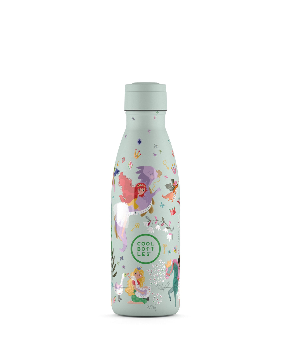 Cool Bottles Kids Princess Kingdom 350 ml çocuk suluğu, vidalı standart kapak takılı