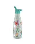 Cool Bottles Kids Princess Kingdom prenses desenli 350 ml çelik çocuk suluğu, pipetli kapak takılı