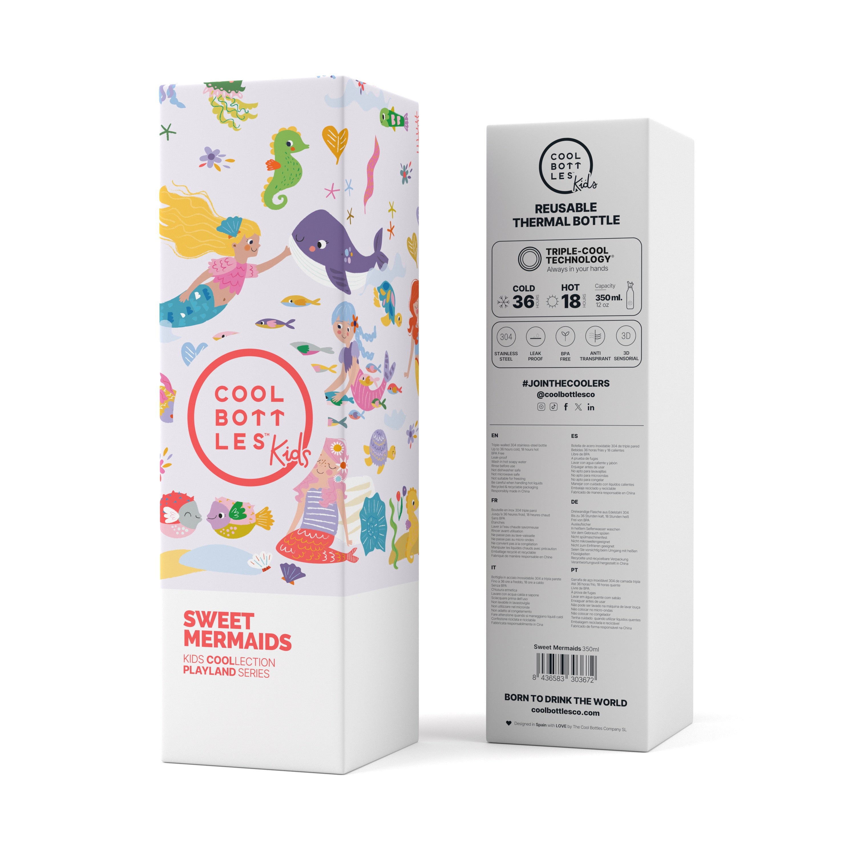 Cool Bottles Kids 350ml - Çocuklar için Termos Matara Sweet Mermaids