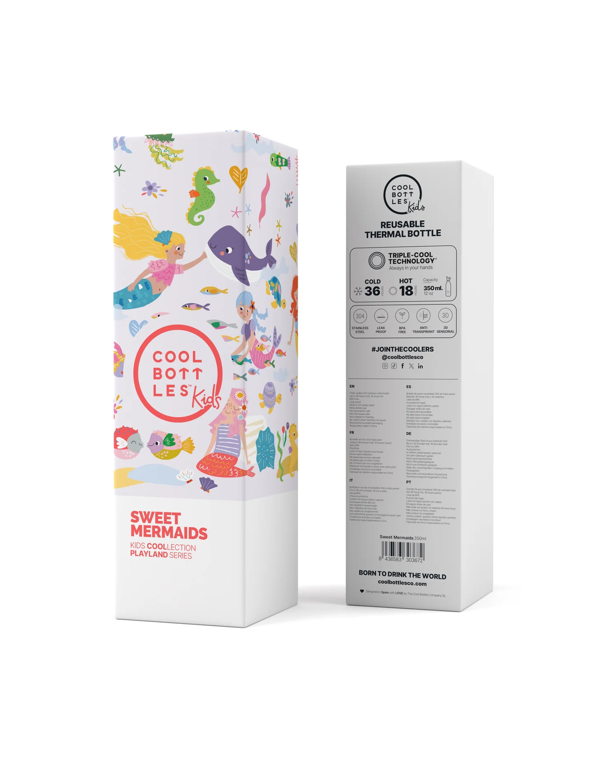 Cool Bottles Kids Sweet Mermaids 350 ml çocuk suluğu ambalaj kutusu