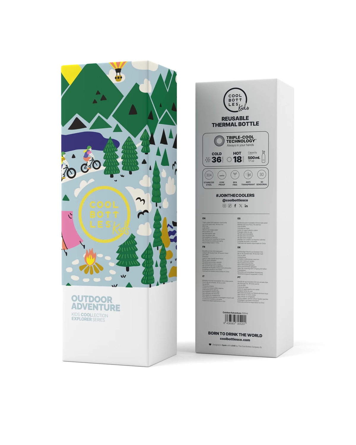 Cool Bottles Kids Outdoor Adventure 500 ml çocuk suluğu ambalaj kutusu