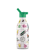Cool Bottles Kids Play Mode renkli desenli 500 ml çelik çocuk suluğu, pipetli kapak takılı