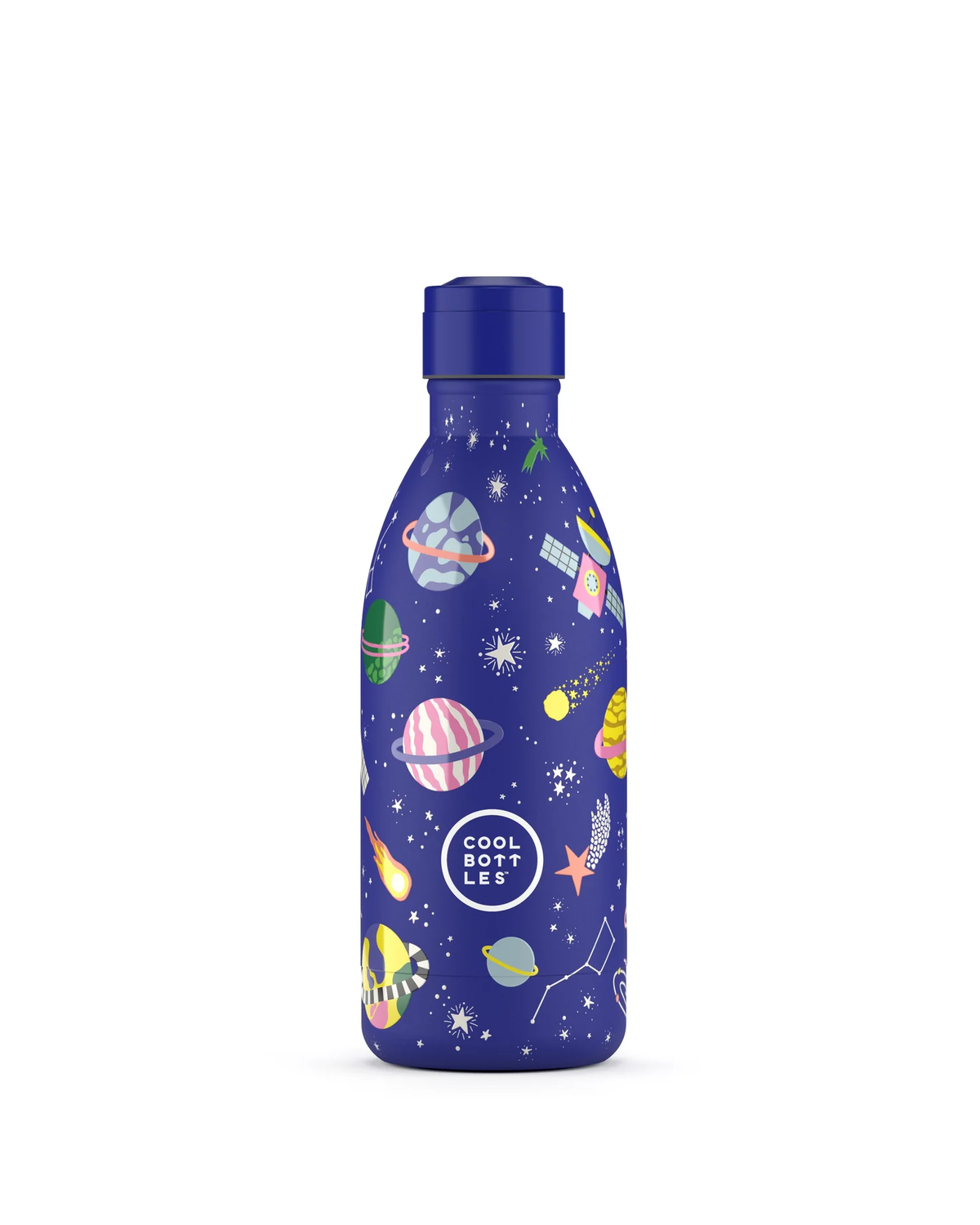 Cool Bottles Kids Stellar Journey 500 ml çocuk suluğu, vidalı standart kapak takılı