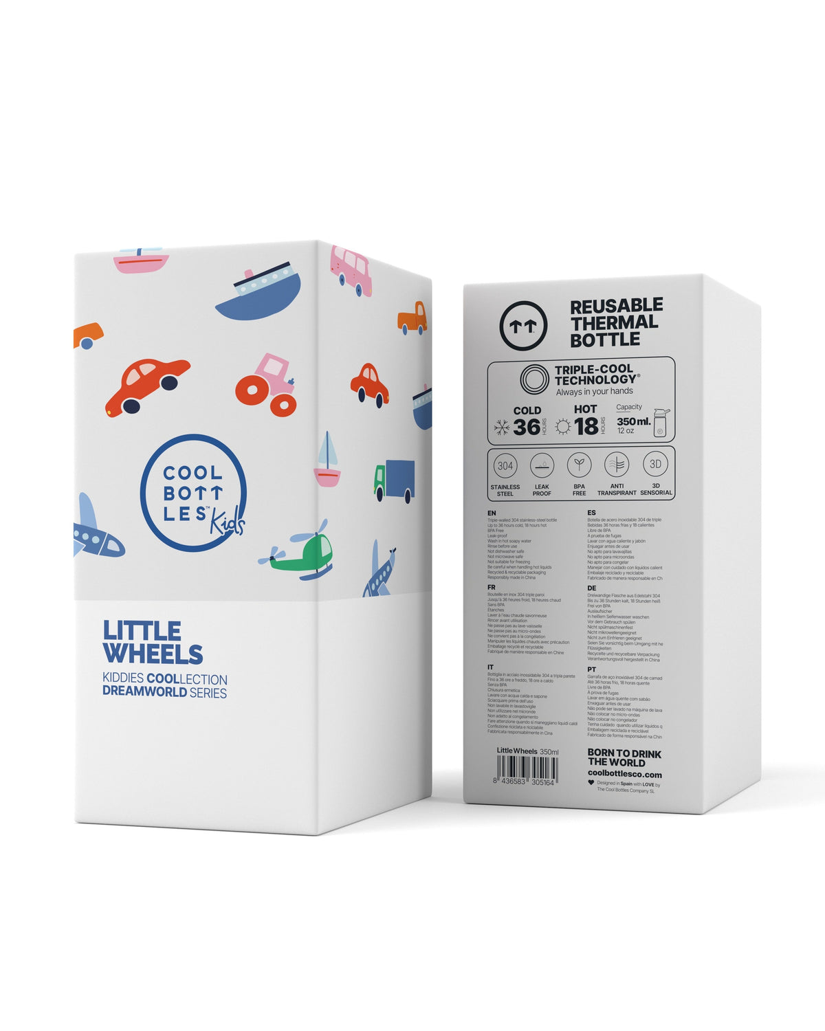 Cool Bottles Kiddies Little Wheels 350 ml bebek suluğu ambalaj kutusu