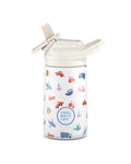 Cool Bottles Kiddies Little Wheels araba desenli 350 ml çelik bebek suluğu, ağızlık açık