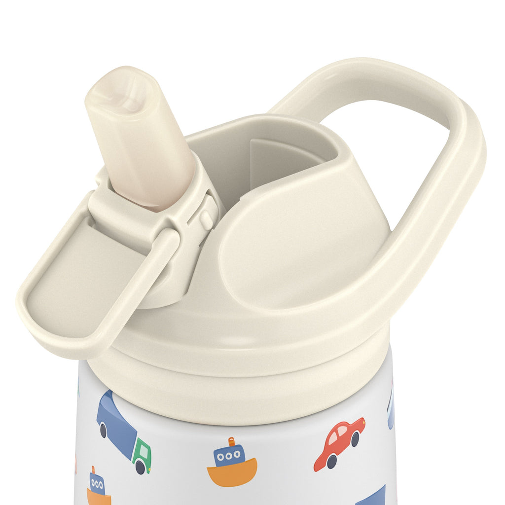 Cool Bottles Kiddies kulplu kapak ve silikon BiteFlow ağızlık yakın çekimi