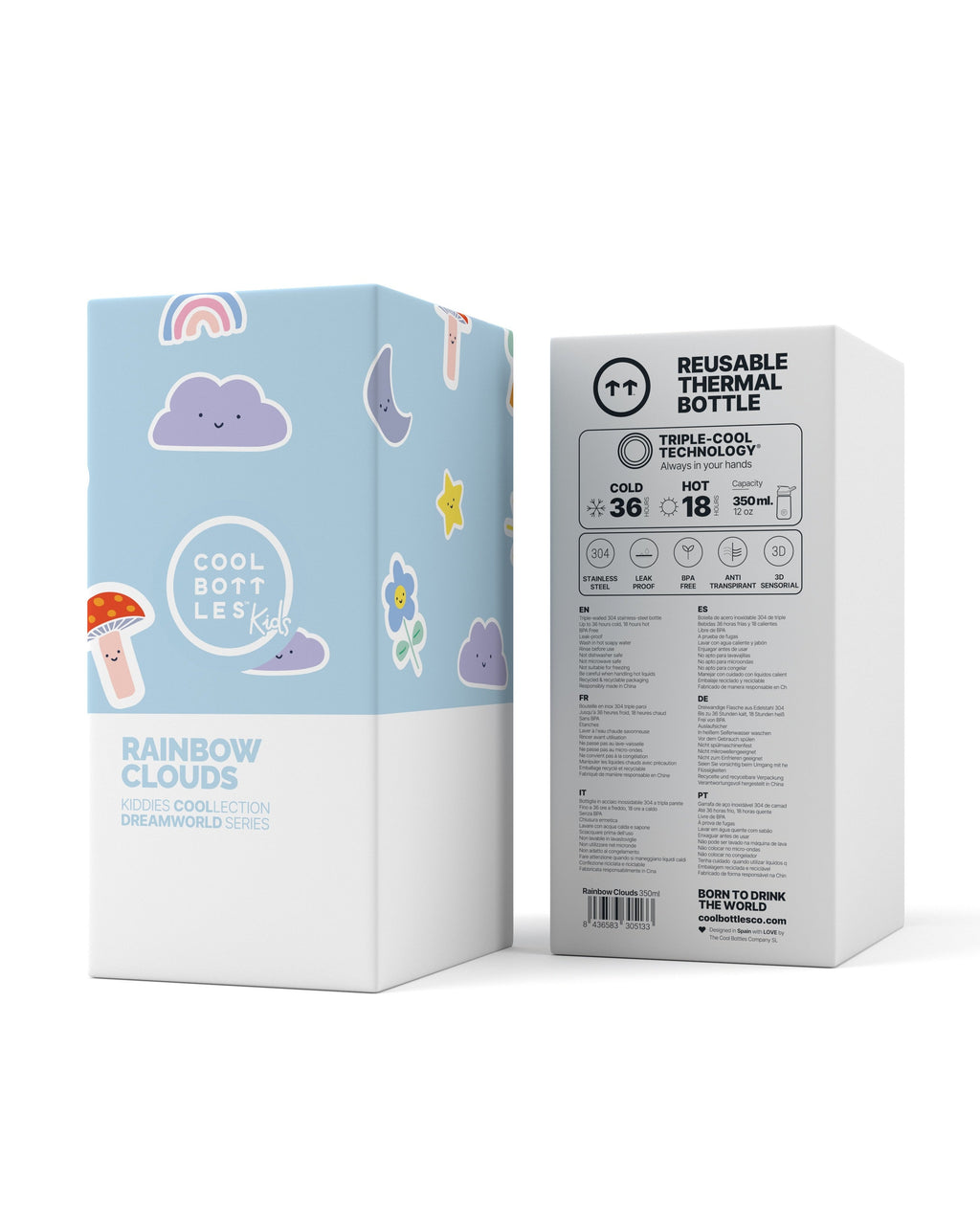Cool Bottles Kiddies Rainbow Clouds 350 ml bebek suluğu ambalaj kutusu