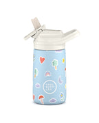 Cool Bottles Kiddies Rainbow Clouds gökkuşağı desenli 350 ml çelik bebek suluğu, ağızlık açık