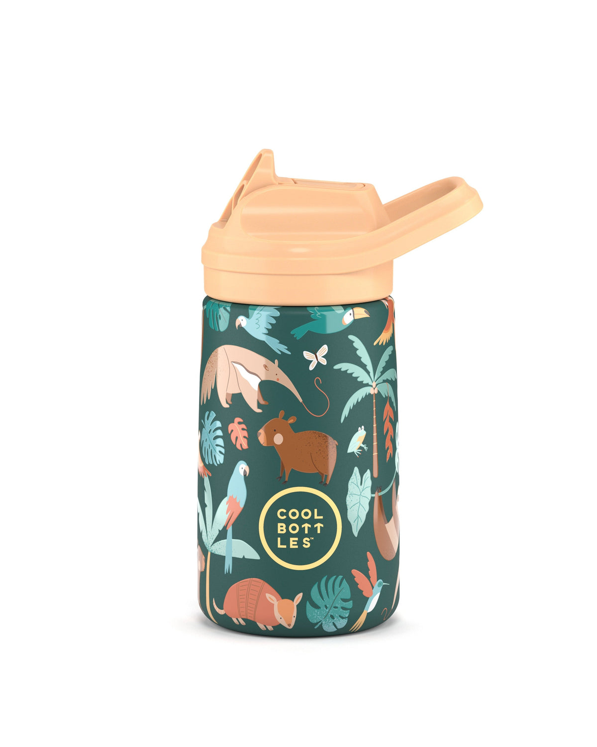 Cool Bottles Kiddies Rainforest Refuge desenli 350 ml bebek suluğu, click kapak kapalı