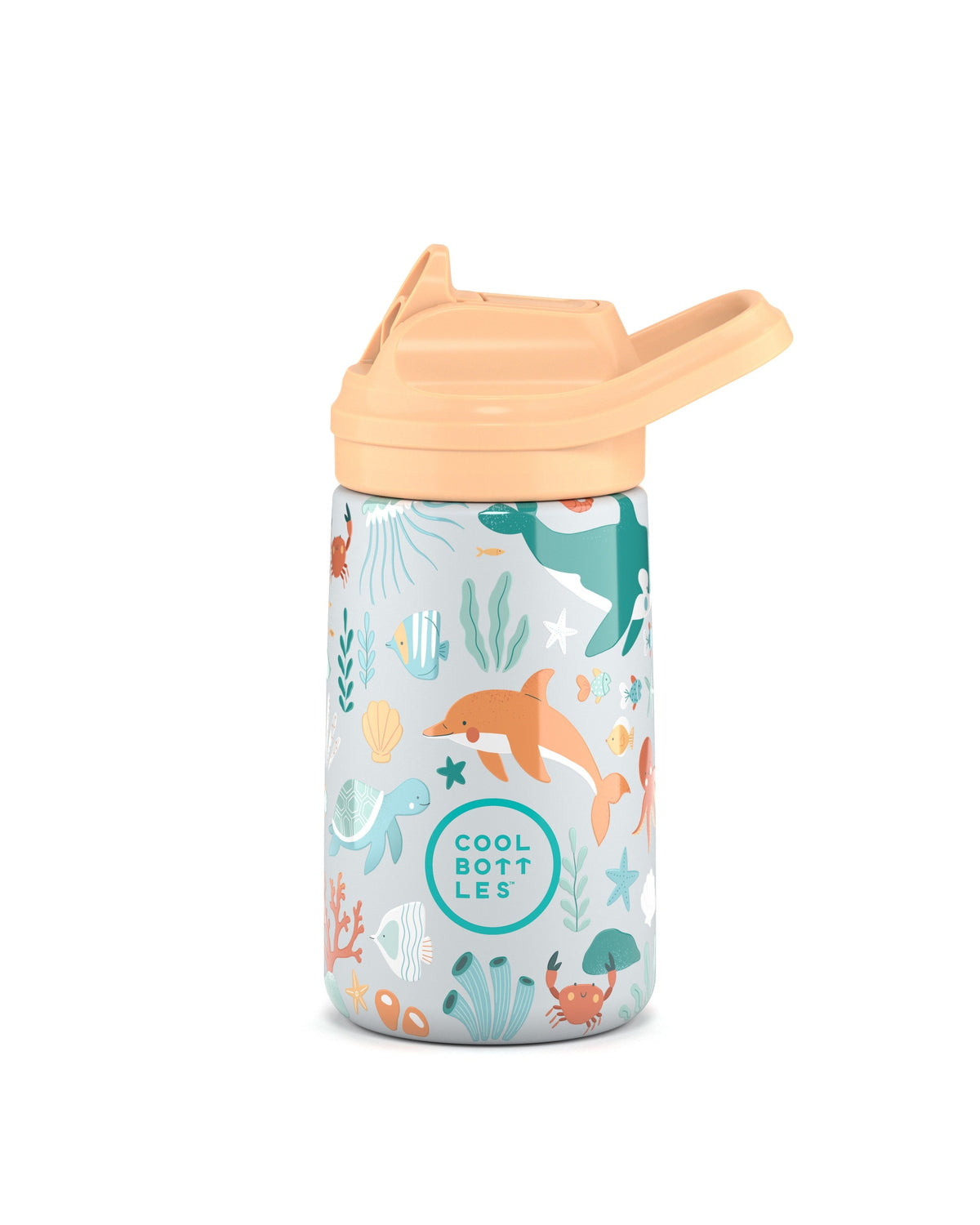 Cool Bottles Kiddies Underwater World desenli 350 ml bebek suluğu, click kapak kapalı