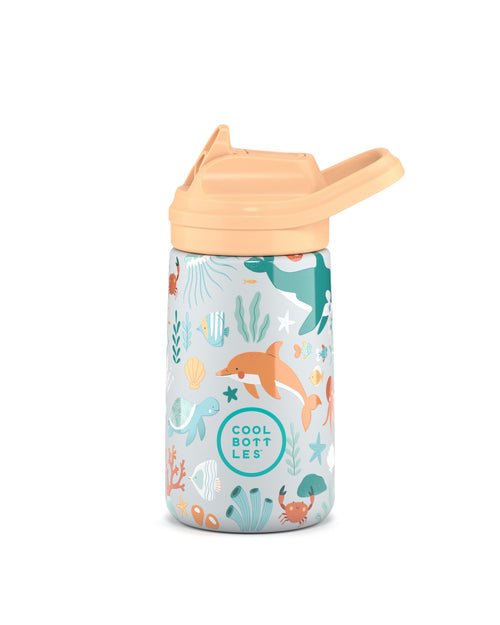 Cool Bottles Kiddies Underwater World desenli 350 ml bebek suluğu, click kapak kapalı