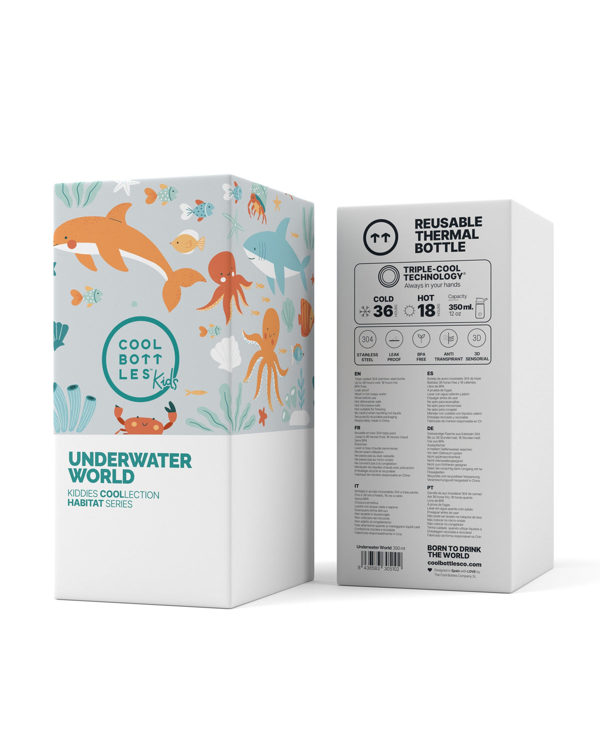 Cool Bottles Kiddies Underwater World 350 ml bebek suluğu ambalaj kutusu