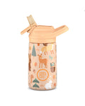 Cool Bottles Kiddies Woodland Buddies orman hayvanları desenli 350 ml çelik bebek suluğu, ağızlık açık