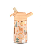 Cool Bottles Kiddies Woodland Buddies orman hayvanları desenli 350 ml çelik bebek suluğu, ağızlık açık
