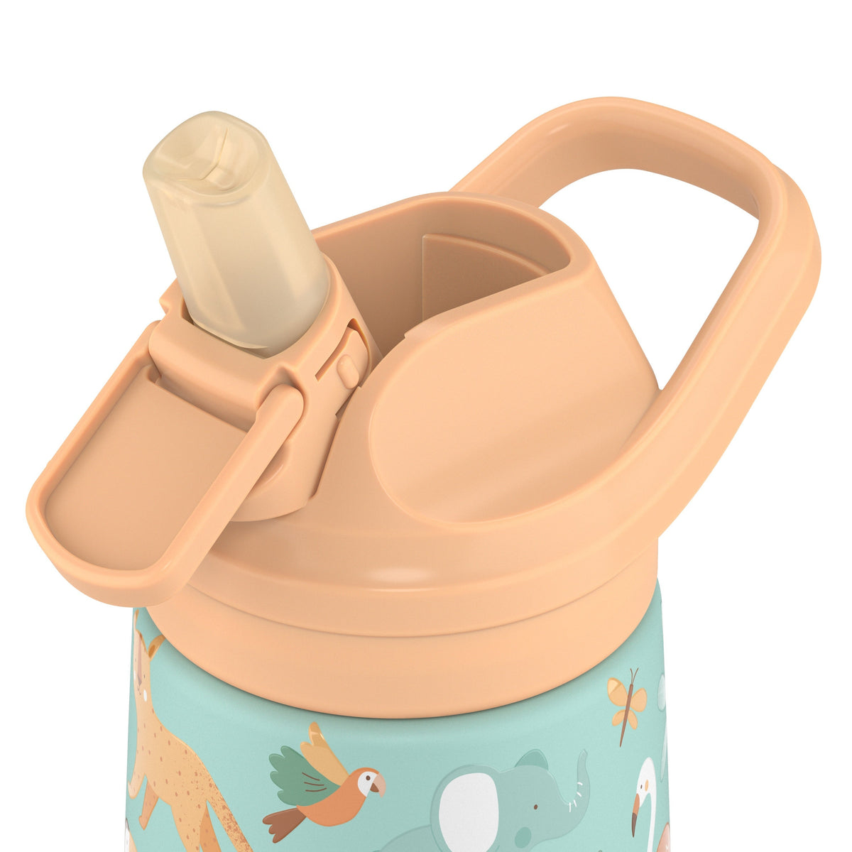 Cool Bottles Kiddies kulplu kapak ve silikon BiteFlow ağızlık yakın çekimi