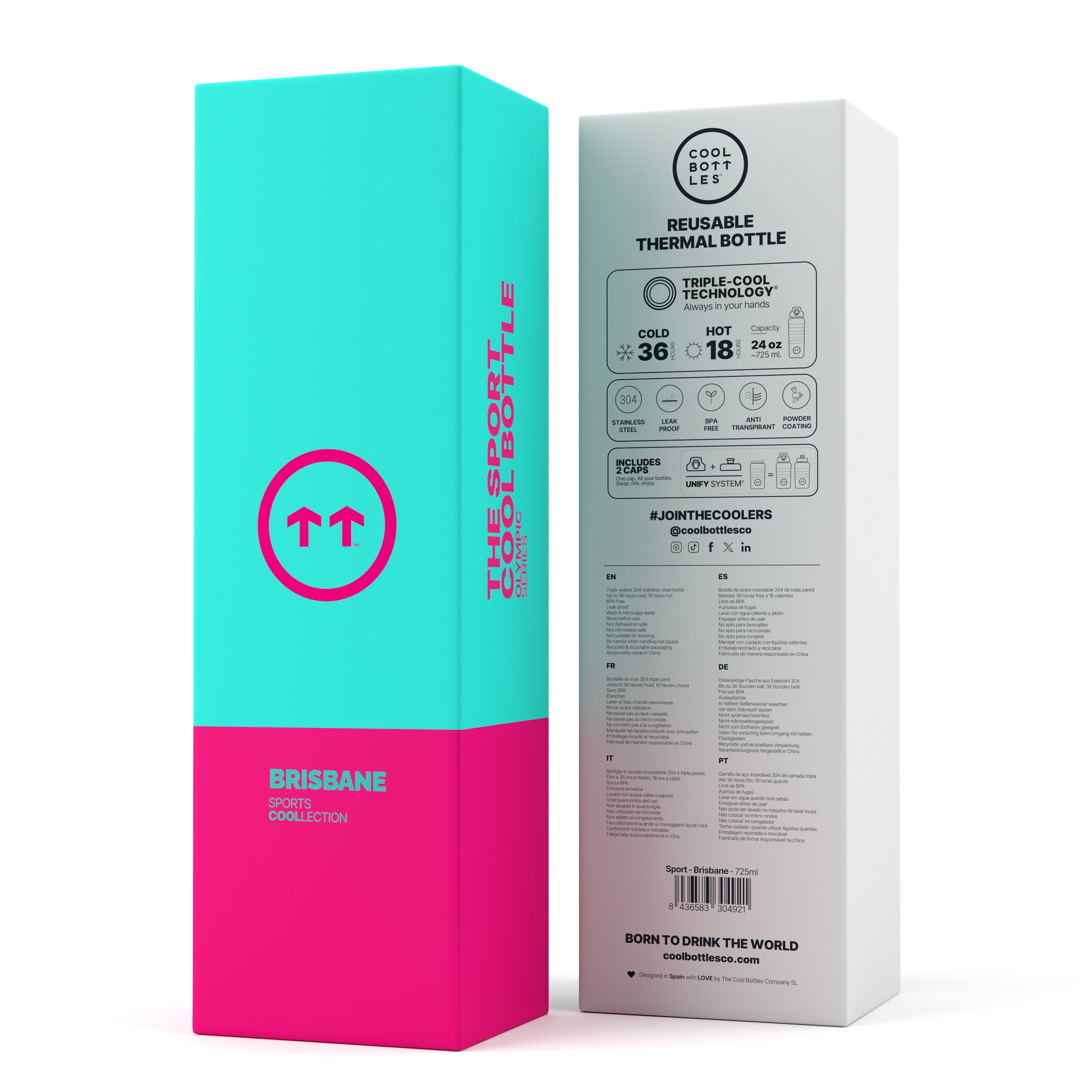 Cool Bottles Sport Brisbane - Paslanmaz Çelik Termal Spor Matara